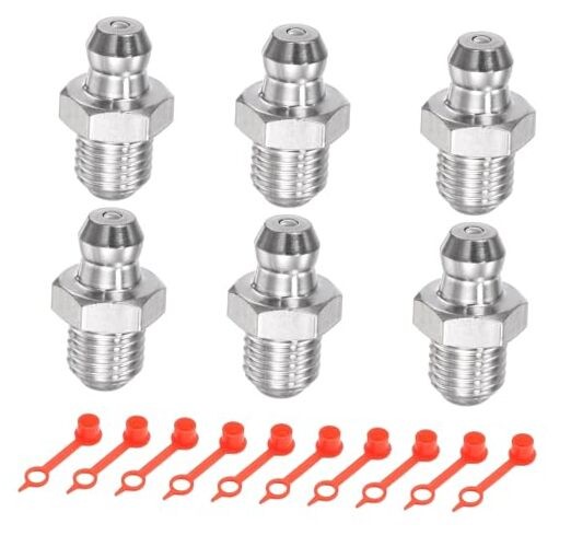 6 Pcs 304 Stainless Steel Straight Grease Fitting Thread Hydraulic M8 x 1mm