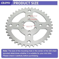 420 Chain 40 Tooth Sprocket 40mm Replacement 420 chain and sprocket 1 Silver