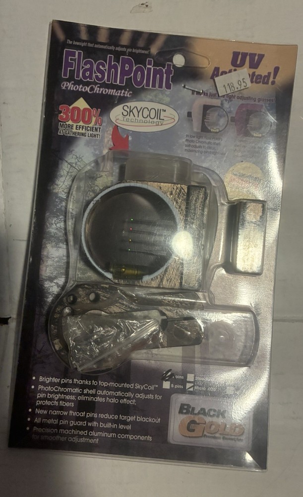Black Gold Archery sight, fixed 4 pin, Flashpoint , New old stock,
