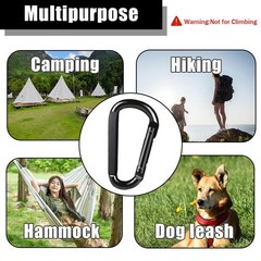 4 PCS Carabiner Clip, 860 Lbs-3″ Iron Heavy Duty Carabiner, Multi black