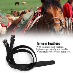 50cm Black 1 Pair Lengthen For Spur Straps Leathers With Stainless Steel