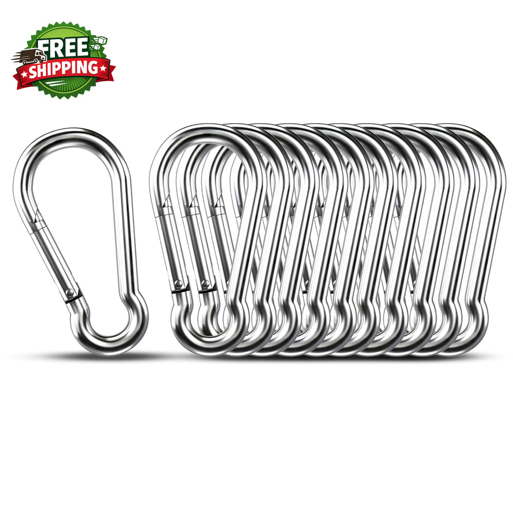 Small Carabiner Clip Hooks 10Pcs 1 57 Inch Carabiners Heavy Duty 304 Stainless