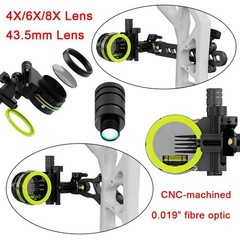 Compound Bow Sight 5Pin .019″ Micro Adjust 4X 6X 8X Lens Archery Targeting RH LH