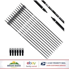 High-Quality Carbon Arrows with Black and White Fletching for Bow Shooting