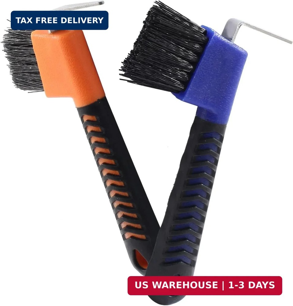 2 Pcs Horse Hoof Pick Brush with Soft Touch Rubber Handle Portable Hoofpick, Blu
