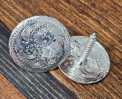 1 1/2″ SET OF 4 Western Saddle Bright Silver Concho Screw Back W/Flat Edge