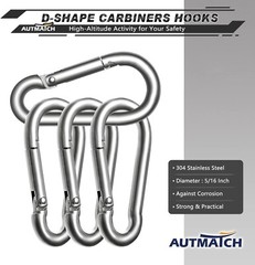 Corrosion-Resistant D-Shape Carabiners – 6.7 Inch Clips for Travel & Camping