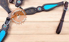 Western Horse Tack Set | Turquoise With Brown Tack set