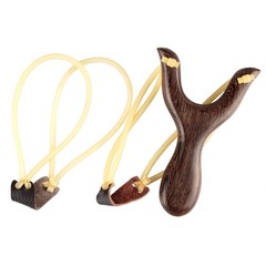 BASUNE Solid Wooden Slingshot with Classic Construction Hunting Deep Brown