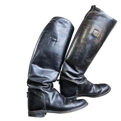 Dehner Custom Equestrian Riding Tall Boots Mens Black Leather Vintage Size 17″