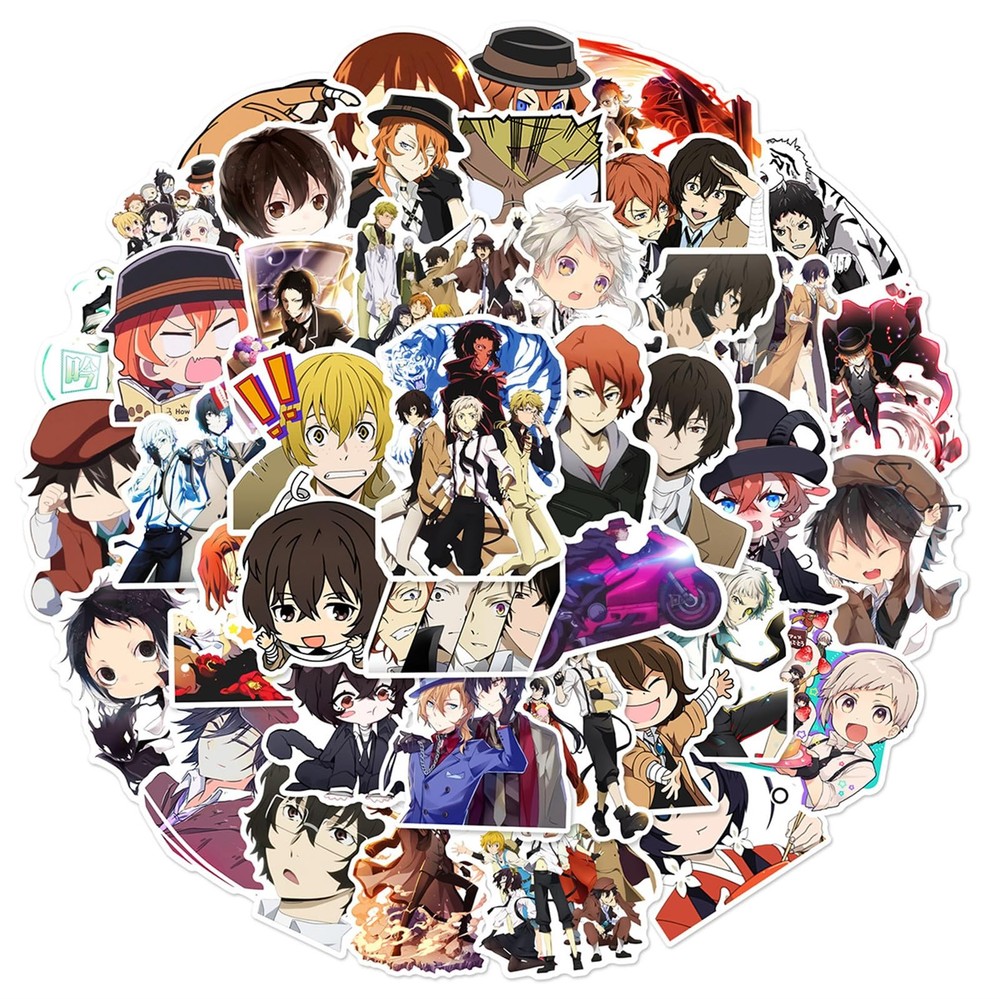50Pcs Bungo Stray Dogs Stickers,Popular Classic Anime Stickers Waterproof Dg
