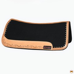 C-P815 Hilason Western Wool Felt Gel Horse Saddle Pad With Leather Border Black
