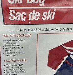 Vintage Ski Bag Ski Carrier Acrylic Coated Nylon Bag Red And Blue