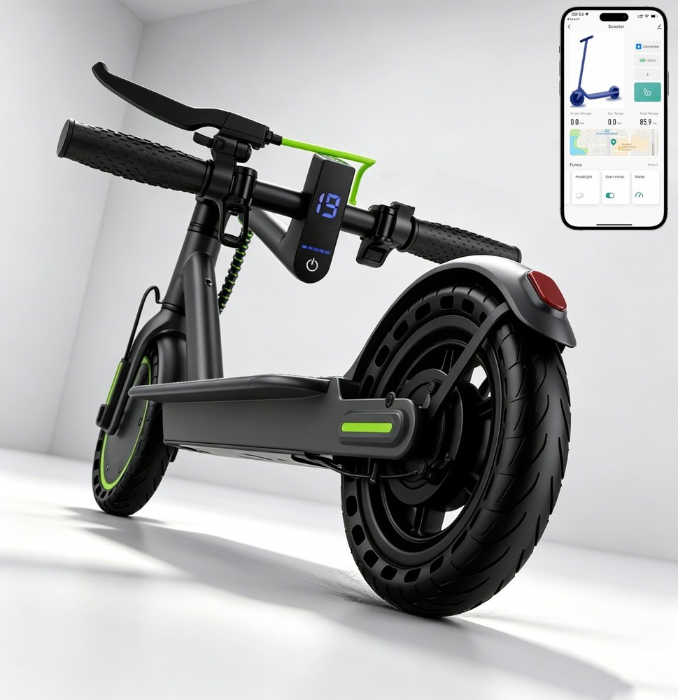 Adult Electric Scooter 350W 19MPH 19Miles Range 10.5Ah Battery Folding App Green