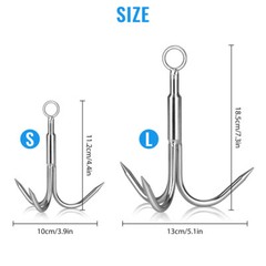 Grappling Hook 3Claw Climbing Hook Stainless Steel Grapnel Hook S/L Size USA