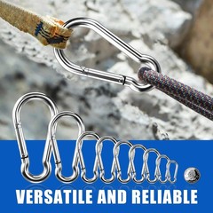 10 PCS Stainless Steel Carabiners Spring Snap Hooks Heavy Duty Keychain Clip NEW