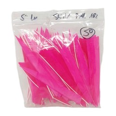 50 Count Archery Arrow Feathers 5″ Left Wing Shield: Fluorescent Pink