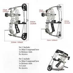 13″ Archery Mini Short Axis Compound Bow Kit 15-32lbs Arrow Laser Sight Hunting