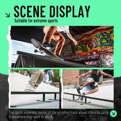Adjustable Height 99″ Round Grind Rail Skate Rail Skateboard Ramp for Scooters