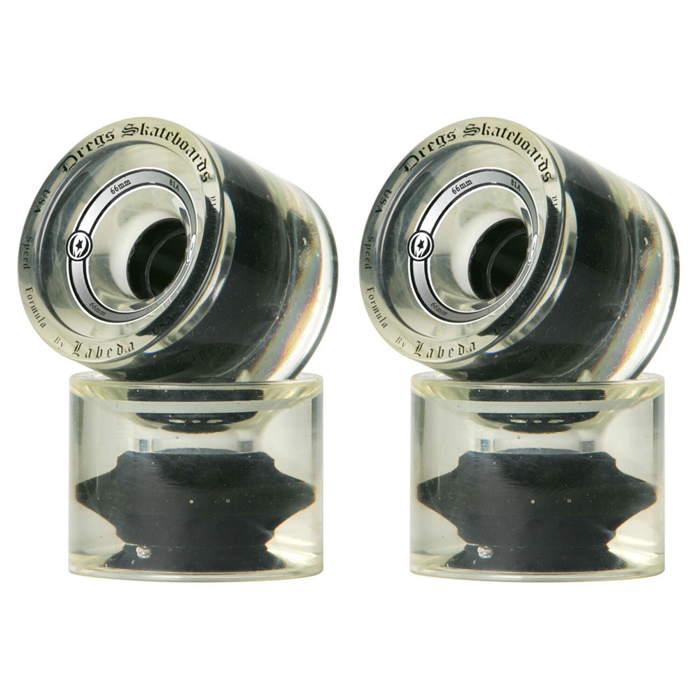 DREGS Longboard Wheels 66MM 81A Clear RACE DOWNHILL SLIDE FORMULA – USA MADE