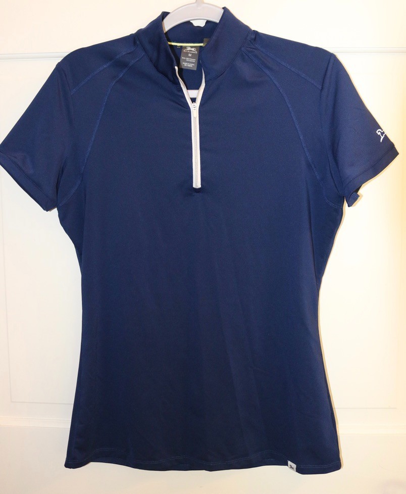 RJ Classics Short Sleeve Sun Shirt Size M Blue 37.5 Cooling Equestrian Show