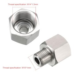Pipe Fitting Adapter M10-1.0 Male to M14-1.5 Female, Stainless Steel for