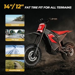 Adult Electric Dirt Bike 6000W Peak Top Speed Off Road All Terrain E Motorcycle