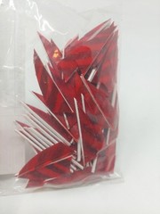 100 Pack Gateway Feathers 2″ Right Wing: Rayzr Faux Barred Red 200RRBRD-100