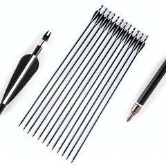 12PCS 30inch Fiberglass Arrows Spine 500 For Compound & Recurve Bows Hunting