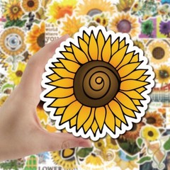 50-Pack Sunflower Stickers Cute Waterproof Sunflower Sticker laptop waterproof