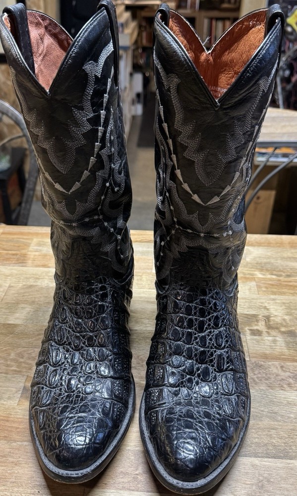Dan Post Genuine Caiman Black Western Cowboy Boots Men’s US Size 9.5