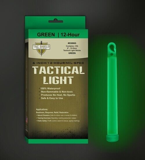 Tac Shield Tactical Light Stick 12 Hour 6″ Green 10pk – 03086G