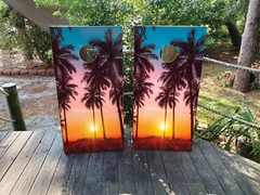 WATERPROOF & FADEPROOF Cornhole Board Wraps – Tropical Sunrise