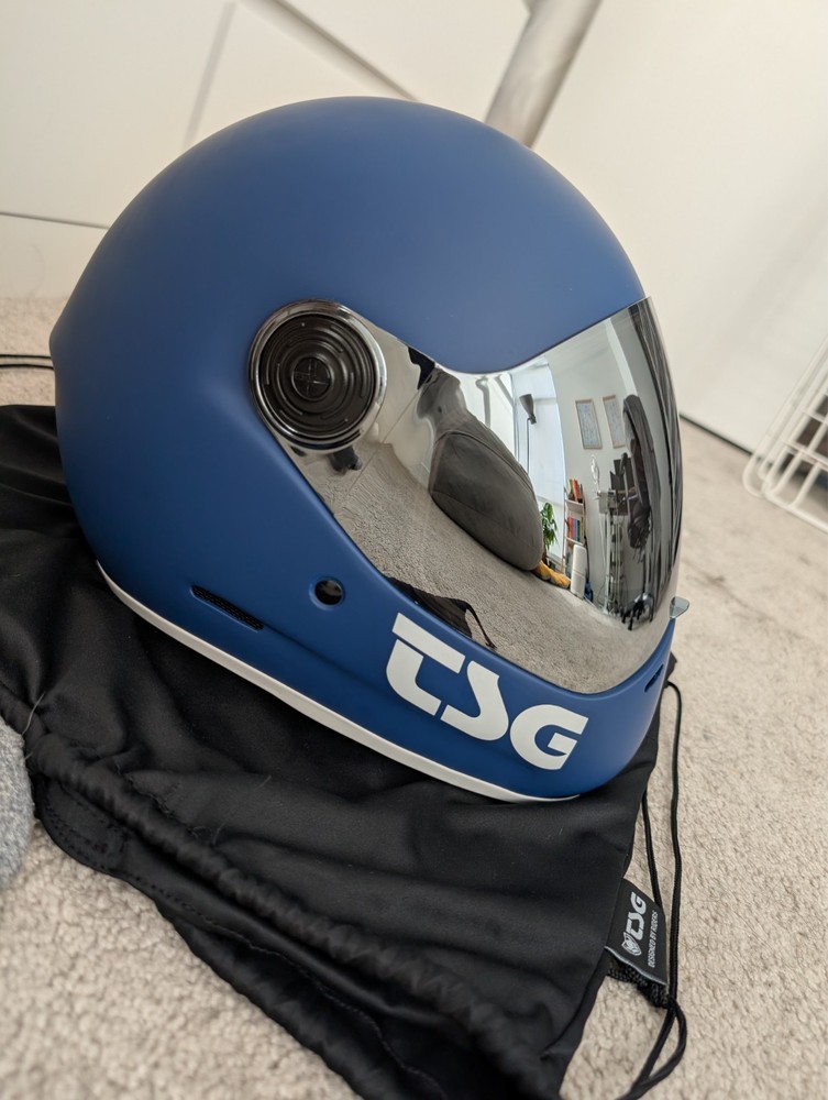 TSG – Pass Pro Full-face Helmet, Downhill Skateboarding, Matte Blue, Medium