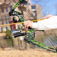 Bowfishing Bow Kit with 3 Arrows 15-45 LBS,Fishing Reel for Fishing, Hunt＆Shoot