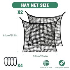 2 PCS Slow Feed Hay Nets for Horses – 31.5″ x 35.4″ Large Capacity – Black
