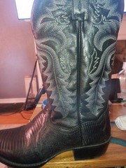 Dan Post Genuine Lizard Leather Western Boots Black DP 4050R Men’s 9.5D