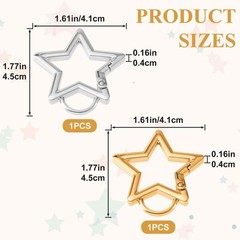 2 PCS Star Snap Clips, Zinc Alloy Heavy Duty Star Shaped Keychain Clip, Cute …