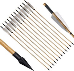 Handmade Tradition Hunting 33″ Wooden Arrow LongBow Spine 300 With Medieval Tip