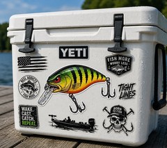 Angry fire tiger Lure Sticker Bass Fishing Decal Boat Tackle Crankbait