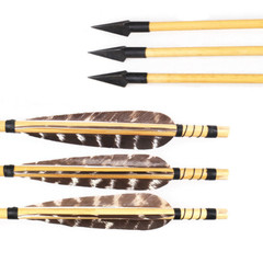 6/12pcs 31″ Wooden Arrows Arrowheads 5″ Feather Wood Shaft Handmade Bow Hunting