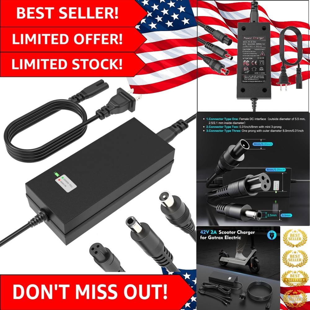 Reliable SGS Certified 42V 2A Fast Charger – Fits Most 36V Lithium Batteries