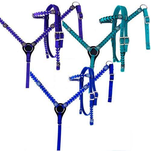 Showman Nylon Headstall & Breast Collar Set w/ Crystal Rhinestone Conchos
