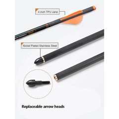 6PK 20in. Carbon Crossbow Bolts.006 Straightness with 2in. Vane Half Moon Nocks