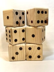 🎲Set of 6 Giant Solid Wooden Rolling 3.5″ x 3.5″ Dice With Carrying Bag