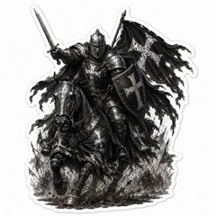 Black Templar Knight Sticker – Dark Medieval Crusader Decal