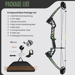 Bowfishing Bow Kit with 3 Arrows 15-45 LBS Draw Length 18″-29.5″, Fishing Ree…