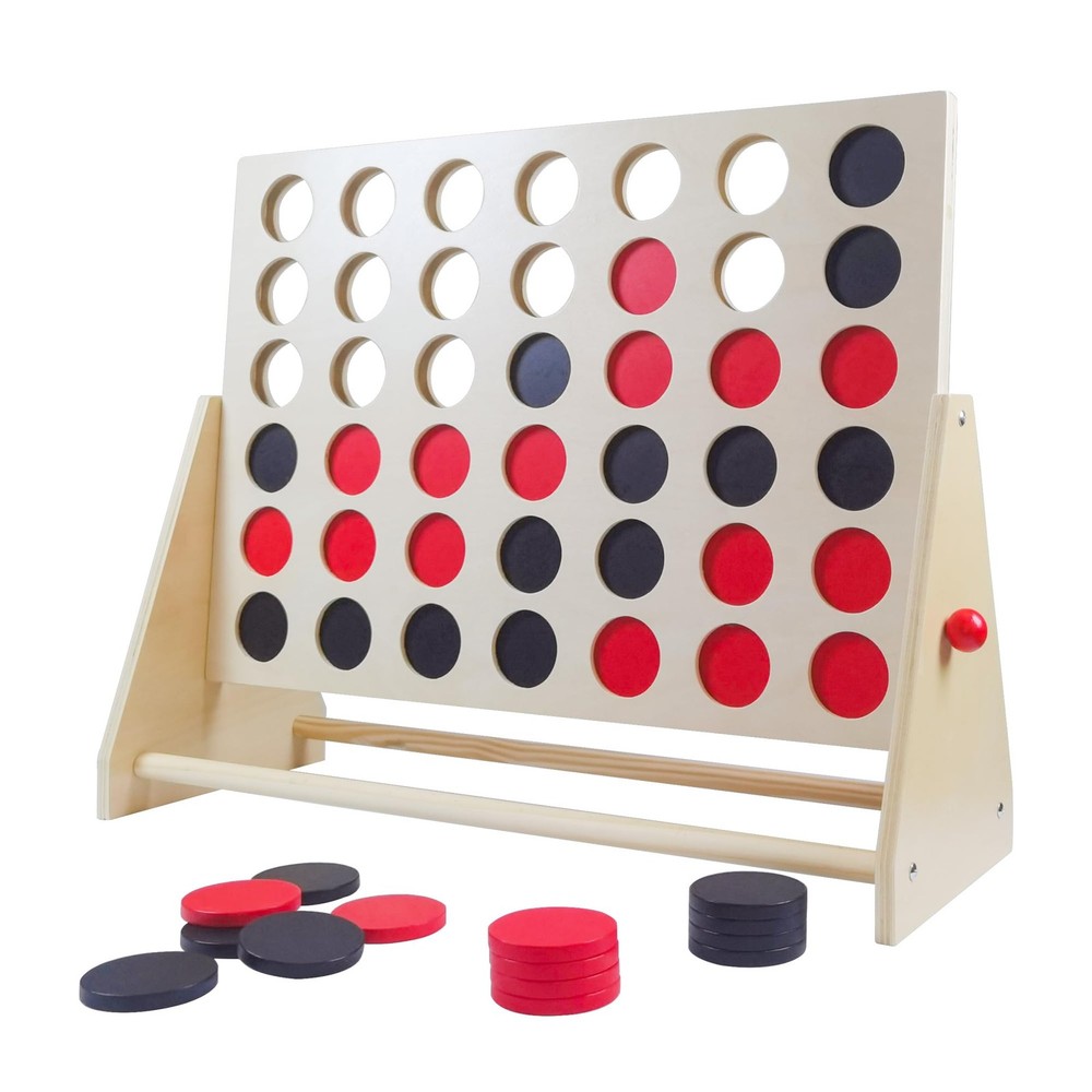 Giant Wooden 4 in A Row Game Includes 42 Pcs Dics, Large Size Four in a Row G…
