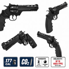 Crosman Vigilante CCP8B2 .177 Cal CO2 BB & Pellet Air Revolver 465 FPS Black