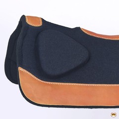 C-P857 Hilason Western Wool Felt Gel Horse Saddle Pad Grey W/ Cowhide Leather